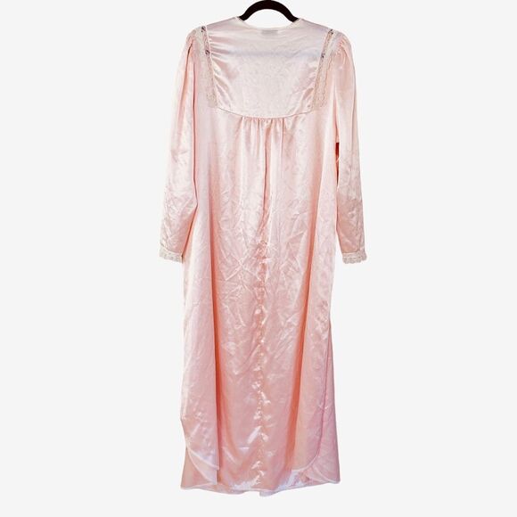 Christian Dior Vintage 80s Pale Pink Satin Lace Embroidered Nightgown Sz XL - Picture 6 of 16